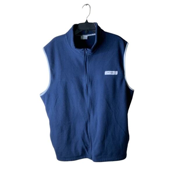 Columbia PFG Fleece Vest Men's Size XXL Sleeveless Full Zip Wool Logo Blue Top - Picture 1 of 10